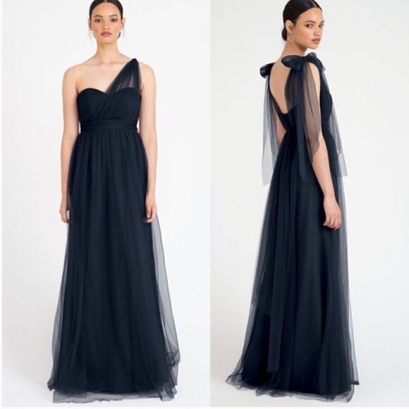 Jenny Yoo Navy Aidan Chiffon Convertible Gown - Picture 1 of 3